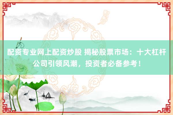 配资专业网上配资炒股 揭秘股票市场：十大杠杆公司引领风潮，投资者必备参考！