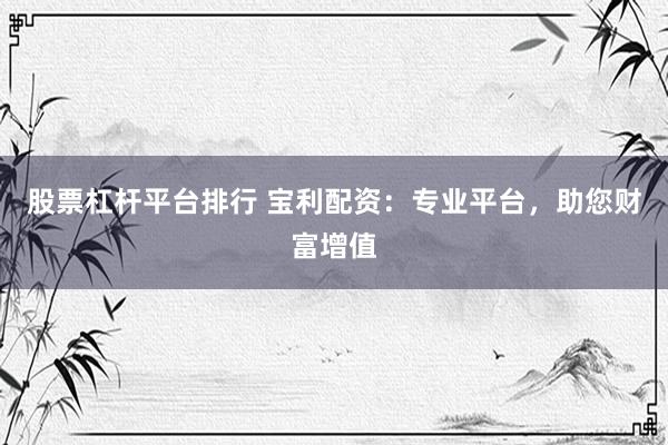 股票杠杆平台排行 宝利配资：专业平台，助您财富增值