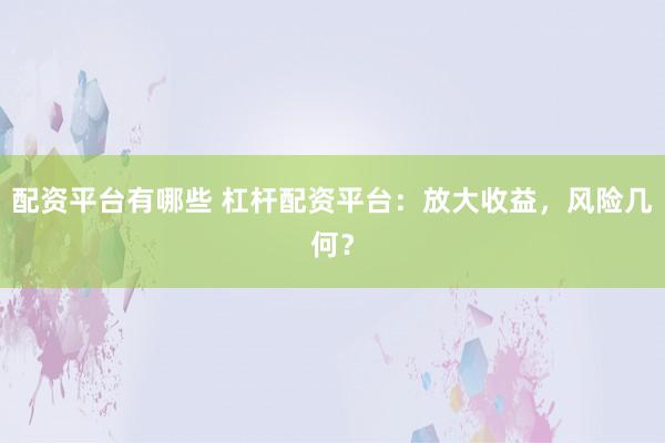 配资平台有哪些 杠杆配资平台：放大收益，风险几何？