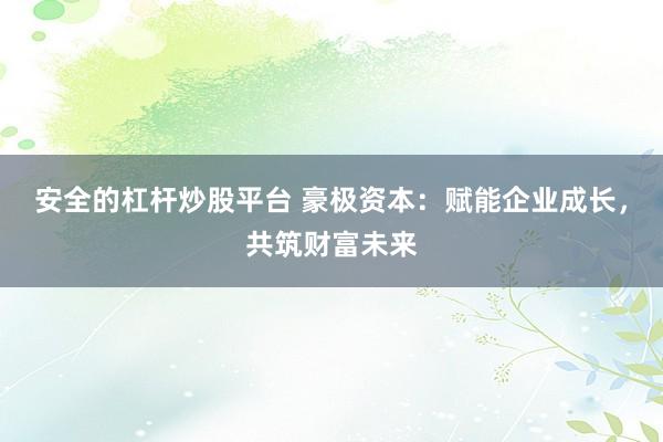 安全的杠杆炒股平台 豪极资本:赋能企业成长,共筑财富未来
