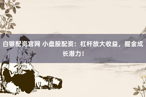 白银配资官网 小盘股配资:杠杆放大收益,掘金成长潜力!