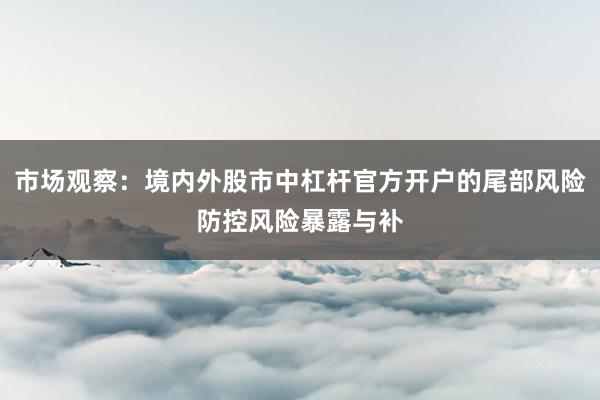 市场观察：境内外股市中杠杆官方开户的尾部风险防控风险暴露与补