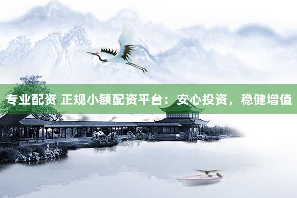 专业配资 正规小额配资平台：安心投资，稳健增值